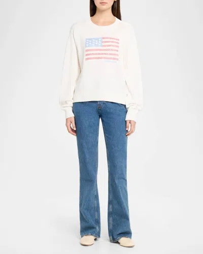 LOVESHACKFANCY TY FLAG COTTON PULLOVER SWEATER IN POP ROCKET