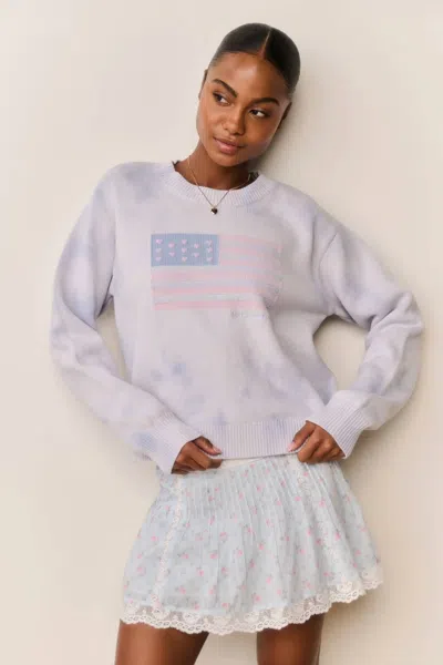Loveshackfancy Ty Flag Pullover Sweatshirt In Selvedge Sky In Purple