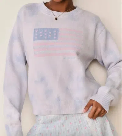 Loveshackfancy Ty Flag Pullover Sweatshirt In Selvedge Sky In Purple