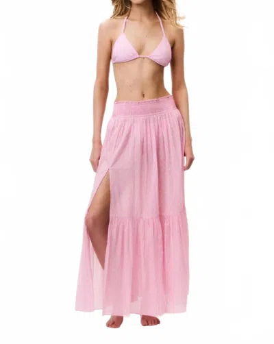 Loveshackfancy Umber Cotton Cover-up Skirt In Polaroid Rose In Pink