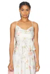 Loveshackfancy Valetta Silk Wrap Cami In Pearl Drop