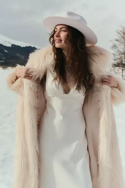 Loveshackfancy Valia Long Faux-fur Coat Jacket In Neutral