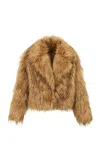 Loveshackfancy Valina Faux Fur Jacket In Brown