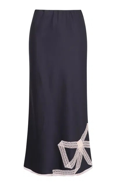Loveshackfancy Vallis Crepe Satin Midi Skirt