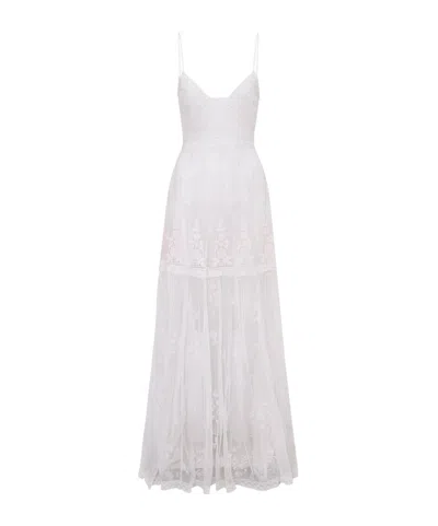 Loveshackfancy Valmy Embroidered Tulle Dress In White