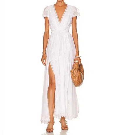 Loveshackfancy Vania Cotton Cut-out Maxi Dress In White In Pink