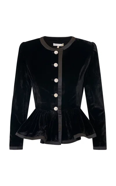Loveshackfancy Velouria Velvet Peplum Jacket In Black