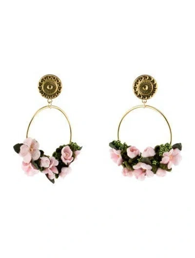 Pre-owned Loveshackfancy Velvet Heart Drop Earrings In Pink