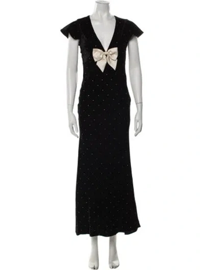 Pre-owned Loveshackfancy Velvet Long Dress In Black