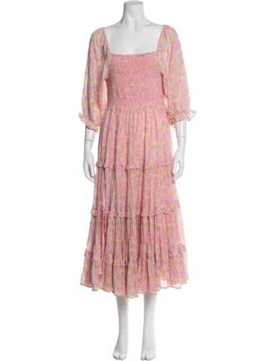 Pre-owned Loveshackfancy Velvet Midi Length Dress In Purple