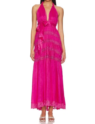 Loveshackfancy Vendima Halter Dress In Fuschia Glow In Pink