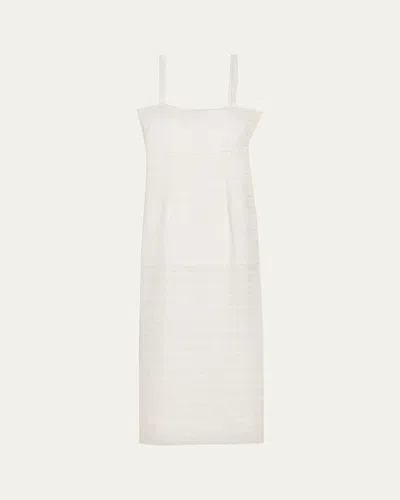 Loveshackfancy Verna Lace Stripe Midi Dress In Neutral