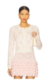 Loveshackfancy Veronika Crop Cardigan In Pink