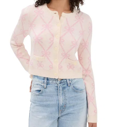 Loveshackfancy Veronika Crew Cardigan In Milk Rose In Multi