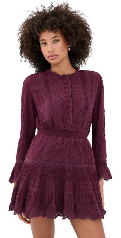 Loveshackfancy Vesna Dress Faded Merlot In Burgundy