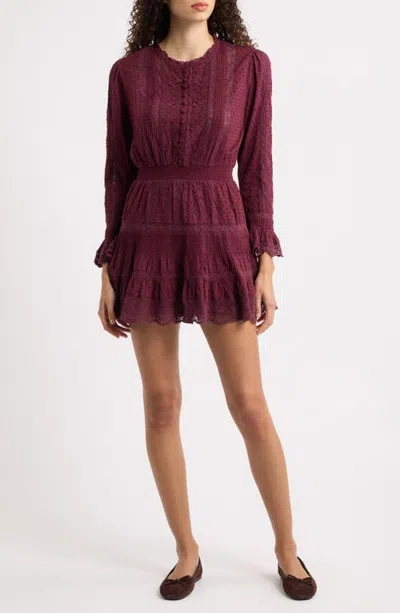 Loveshackfancy Vesna Embroidered Minidress In Burgundy