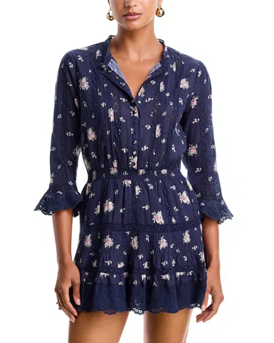 Loveshackfancy Vesna Lace Trim Mini Dress In Blue