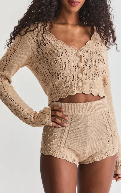 Loveshackfancy Women's Vesta Knit High-waist Shorts In Neutral