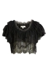 Loveshackfancy Vienne Lace Crop Top In Black