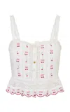 Loveshackfancy Vietta Cotton Peplum Top In White