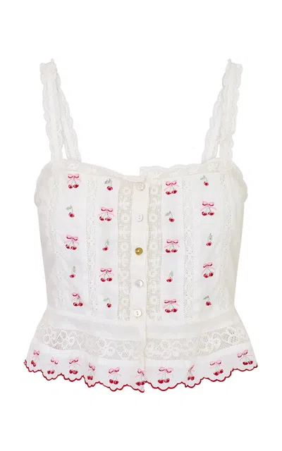 Loveshackfancy Vietta Cotton Peplum Top In White