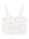 Loveshackfancy Vietta Ribbed Floral And Bow-embroidered Cotton Top
