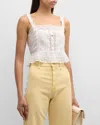 Loveshackfancy Luanne Crochet-trimmed Embroidered Cotton-voile Top In True White