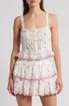 Loveshackfancy Vietta Cherry Embroidered Lace Cotton Crop Tank In White