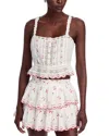 Loveshackfancy Vietta Cherry Embroidered Lace Cotton Crop Tank