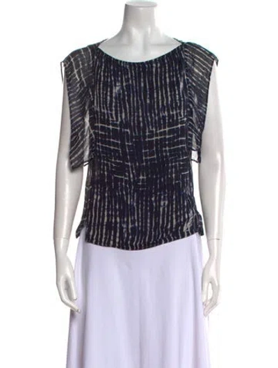 Pre-owned Loveshackfancy Vintage Silk Top In Blue