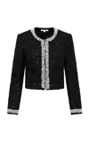 Loveshackfancy Vintra Embellished Tweed Jacket In Black