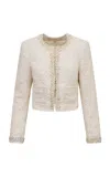 Loveshackfancy Vintra Embellished Tweed Jacket In Ivory