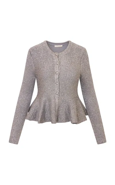 Loveshackfancy Vireya Sparkle Cardigan In Silver