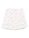 Loveshackfancy Smocked Waist Tiered Mini Skirt With Floral Embroidery In White