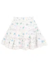 Loveshackfancy Viro Ribbed Floral And Bow-embroidered Cotton Mini Skirt In Blue And White