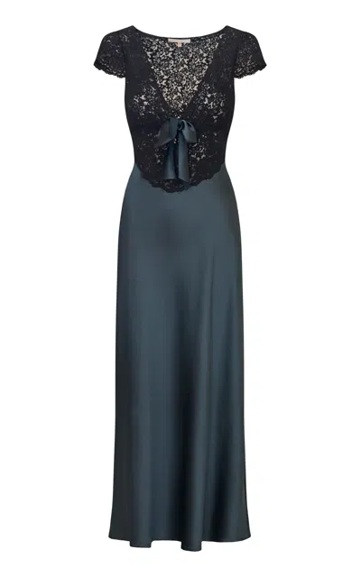 Loveshackfancy Vitto Lace And Charmeuse Maxi Dress In Multi
