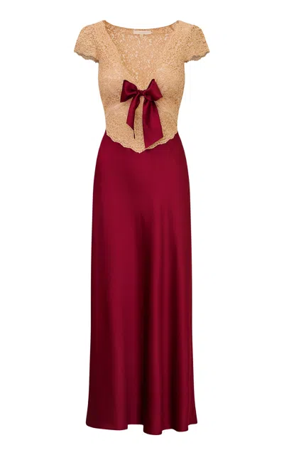 Loveshackfancy Vitto Lace And Charmeuse Maxi Dress In Multi