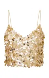 Loveshackfancy Vivaldina Sequined Top In Gold