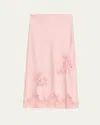 Loveshackfancy Vivia Satin Lace Midi Skirt In Pink