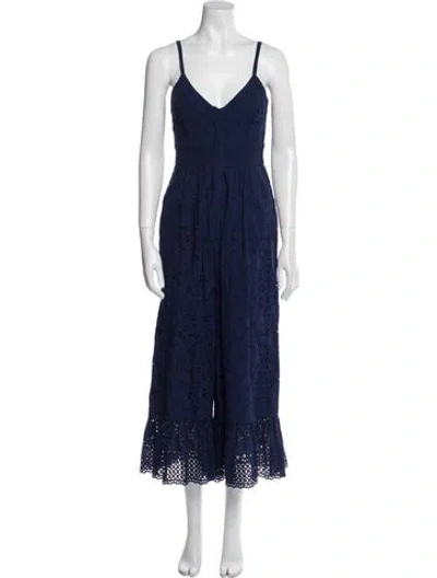 Pre-owned Loveshackfancy V-neck Jumpsuit In Blue