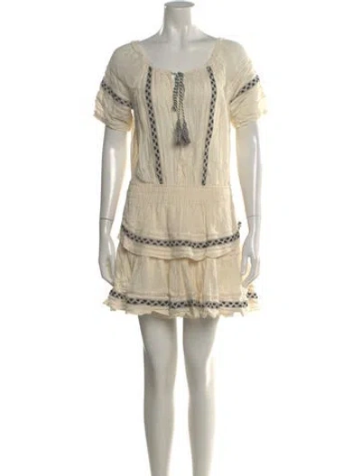 Pre-owned Loveshackfancy V-neck Knee-length Dress In Neutral