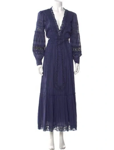 Pre-owned Loveshackfancy V-neck Long Dress In Blue