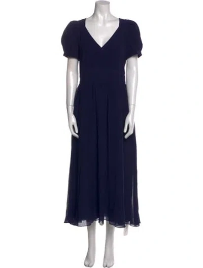 Pre-owned Loveshackfancy V-neck Long Dress In Blue