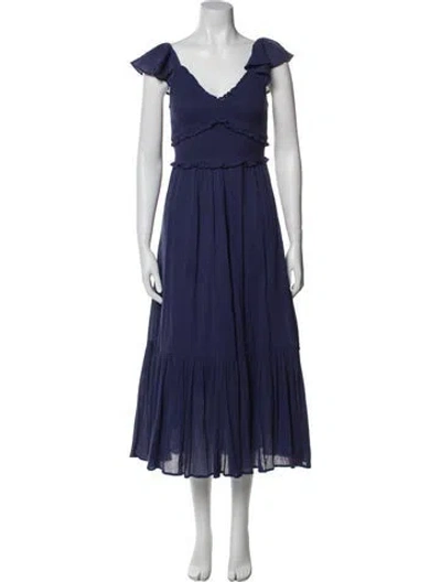 Pre-owned Loveshackfancy V-neck Long Dress In Blue