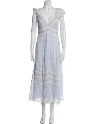 Pre-owned Loveshackfancy V-neck Long Dress In Blue