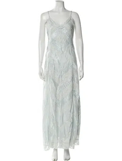 Pre-owned Loveshackfancy V-neck Long Dress In Multi