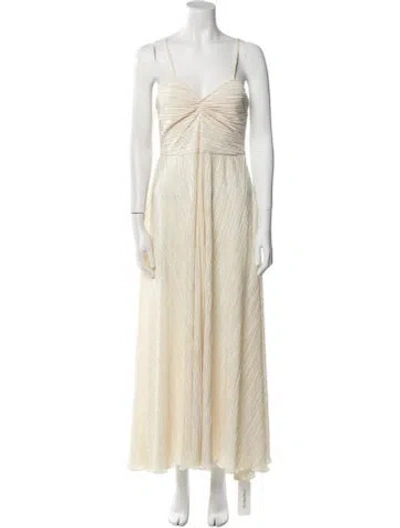 Pre-owned Loveshackfancy V-neck Long Dress In Neutral