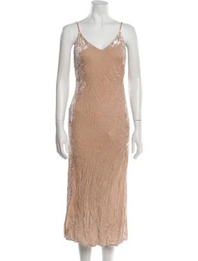 Pre-owned Loveshackfancy V-neck Long Dress In Neutral