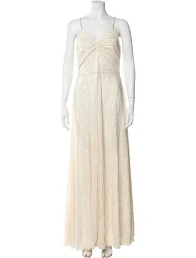 Pre-owned Loveshackfancy V-neck Long Dress In Neutral