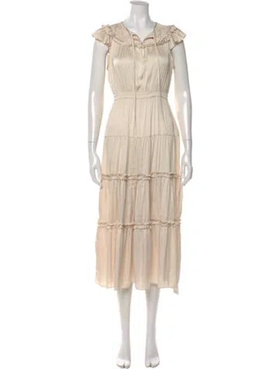 Pre-owned Loveshackfancy V-neck Long Dress In Neutral